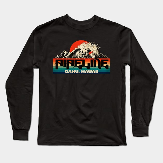 Pipeline Oahu Big Wave Long Sleeve T-Shirt by CTShirts